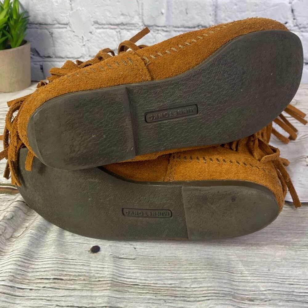 Minnetonka 3 Layer Fringe Suede Boot Size 7 Brown - image 6